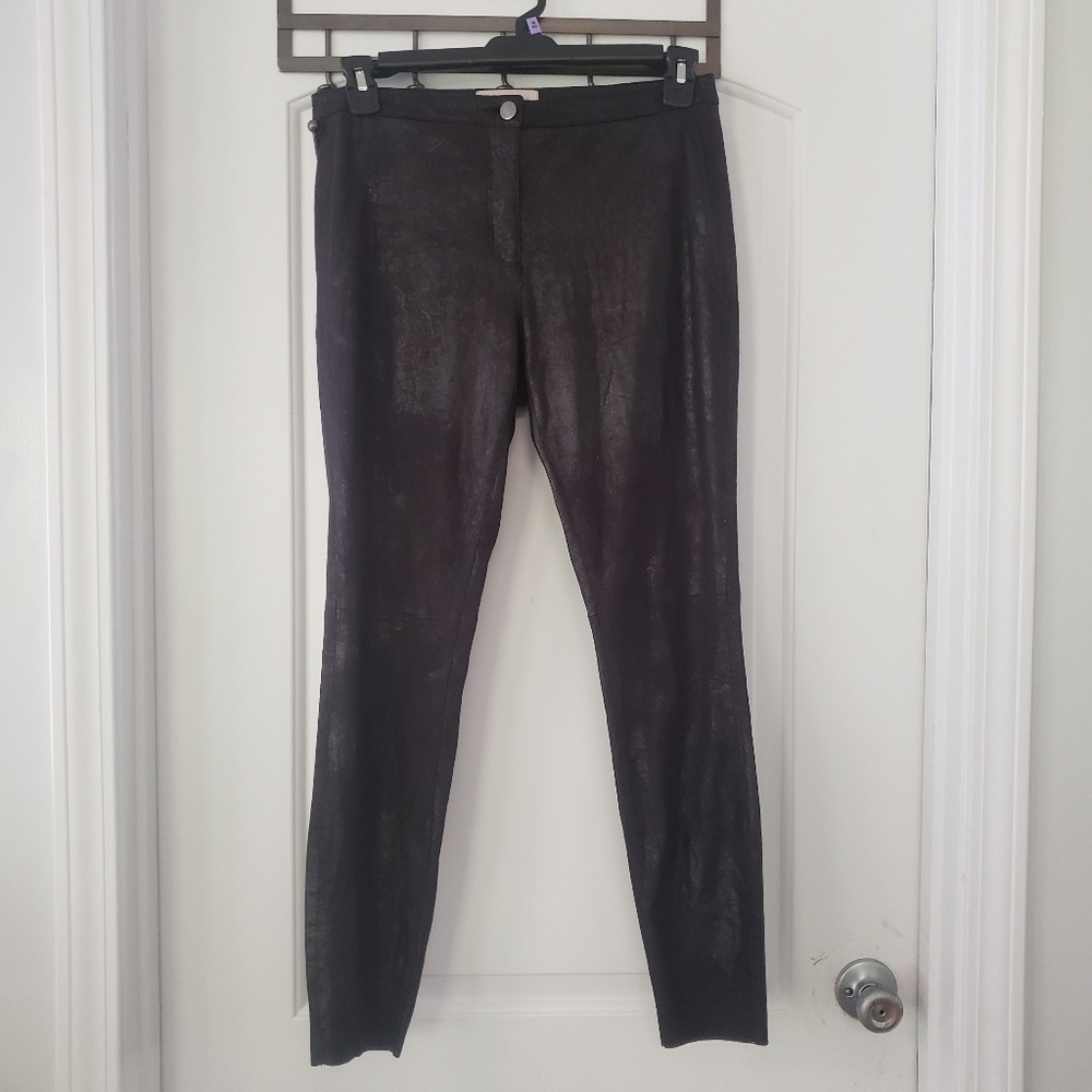 Philosophy faux black suede pants sz 8